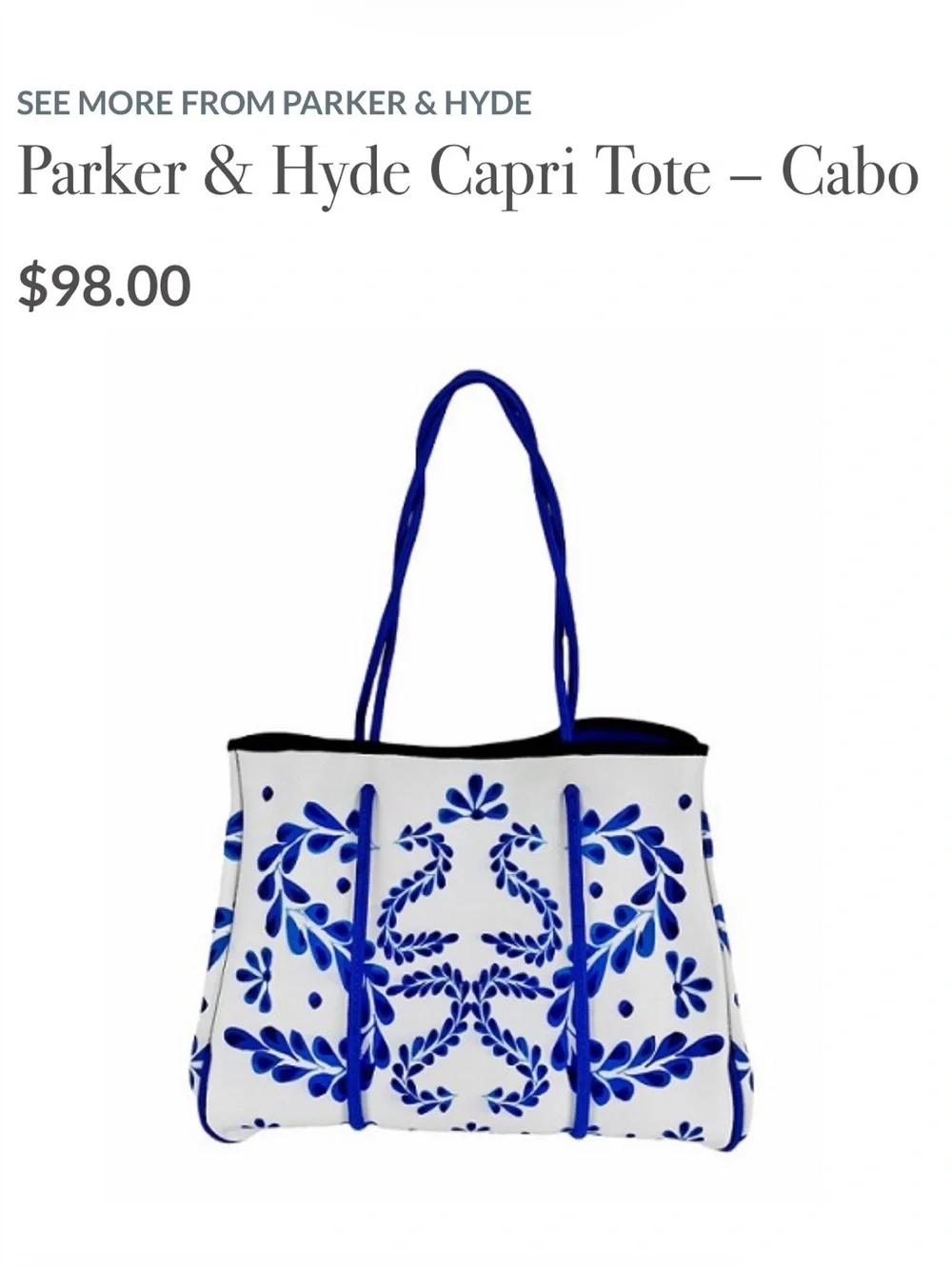 Parker & Hyde Neoprene Capri Tote